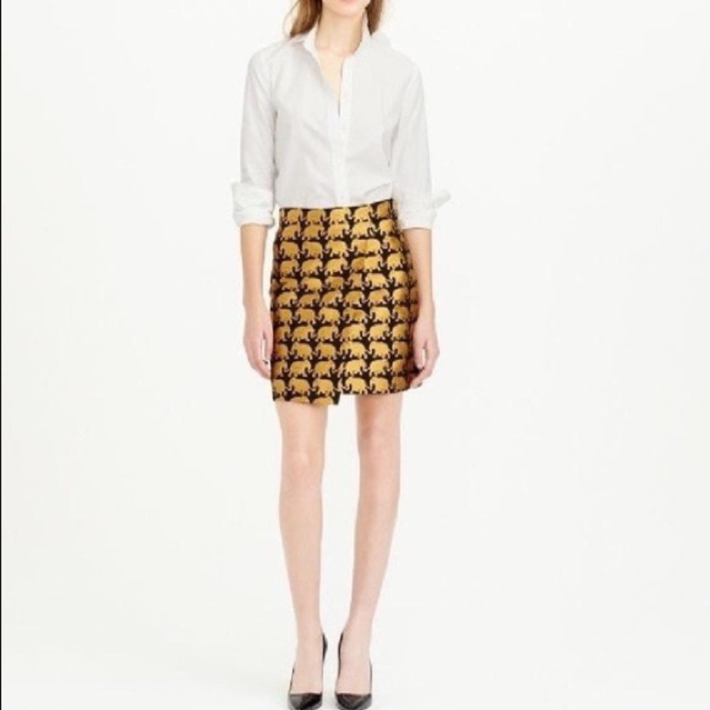 J. Crew Origami Skirt in Elephant Parade | 6 | Black and Gold